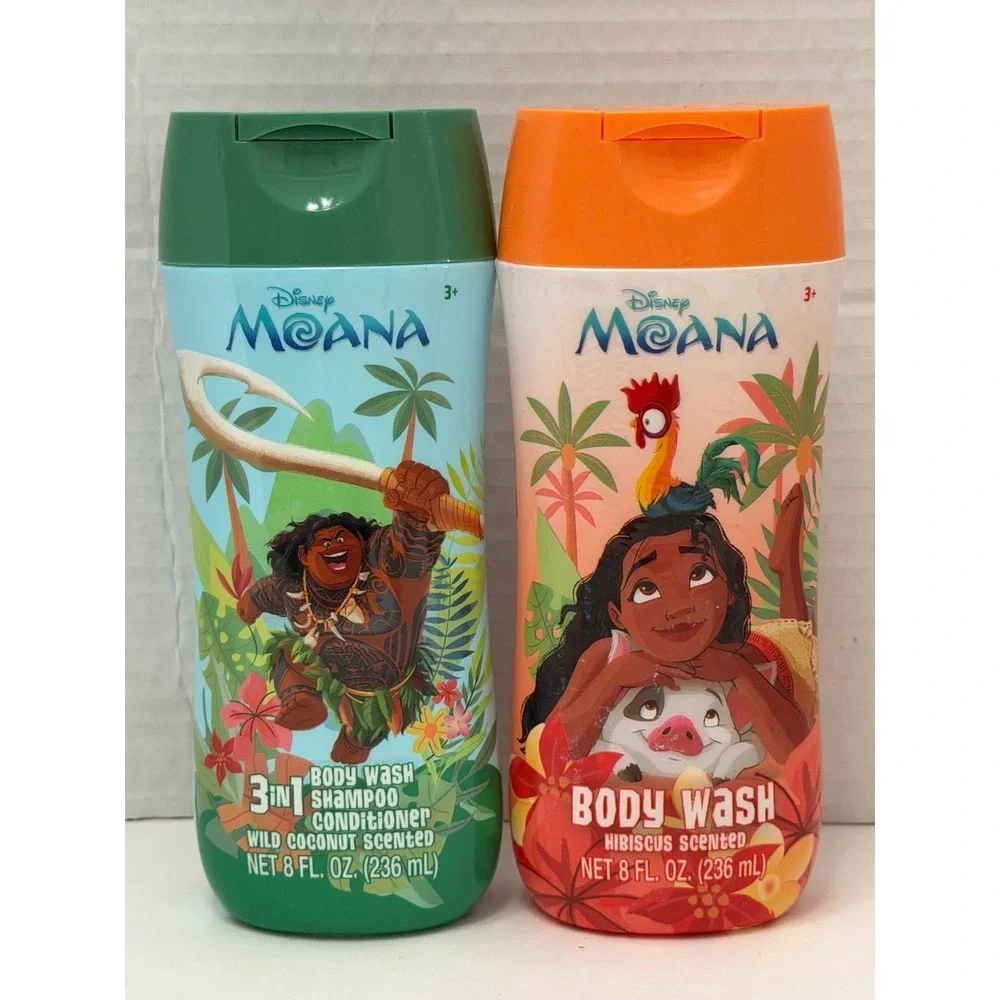 Disney Moana Kids Bath Set 3-in-1 Shampoo Body Wash Coconut Hibiscus 8oz 2 Pack